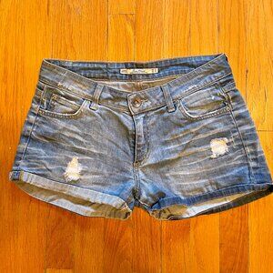 Zara Distressed Denim Short Shorts